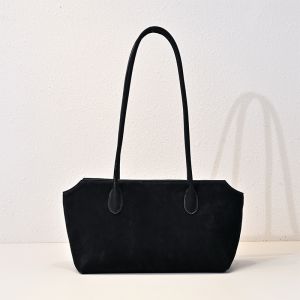 The Row Terrasse Bag in Soft Nubuck Calfskin Black