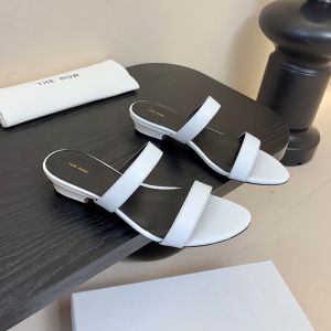 The Row Awar Strap Slides 25MM Women Lambskin White