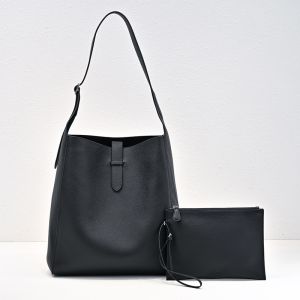 The Row Blake Hobo Bag in Grained Leather Black