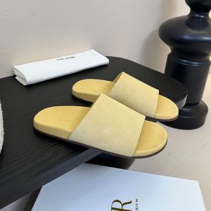 The Row Hugh Slides Women Suede Yellow