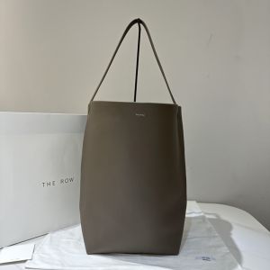 The Row Large Park N/S Tote Bag in Grained Calfskin Grey