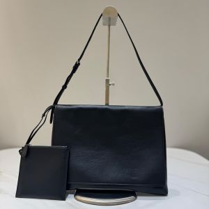 The Row Nan Shoulder Bag in Buttery Lambskin Black