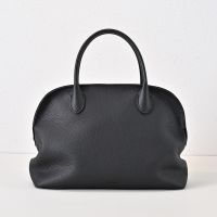 The Row Agnes Bowling Bag in Grained Calfskin Black