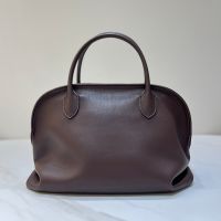 The Row Agnes Bowling Bag in Pebbled Calfskin Coffee