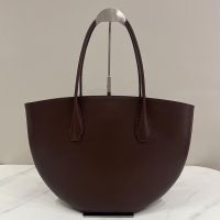 The Row Alger Tote Bag in Polished Saddle Leather Coffee