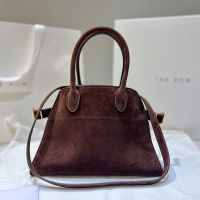 The Row Margaux 10 Bag in Suede Dark Brown