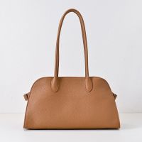 The Row Margaux Shoulder 12 Bag in Matte Grained Calfskin Brown