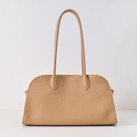 The Row Margaux Shoulder 12 Bag in Matte Grained Calfskin Camel