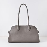 The Row Margaux Shoulder 12 Bag in Matte Grained Calfskin Grey