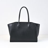 The Row Marlo 12 Bag in Polished Saddle Leather Black