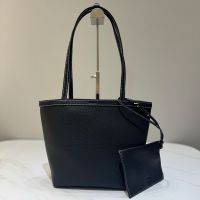 The Row Park Stitch Tote Bag in Pebbled Calfskin Black