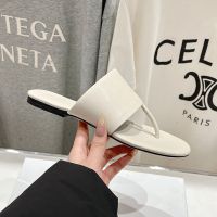 The Row Signum Flat Slides Women Smooth Nappa Leather Beige