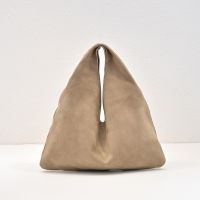 The Row Small Bindle Bag in Soft Suede Nude
