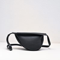 The Row Small Slouchy Banana Bag in Grained Calfskin Black