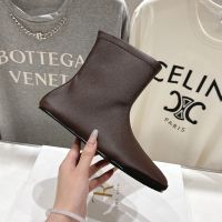 The Row Sock Boots Women Soft Goatskin Coffee